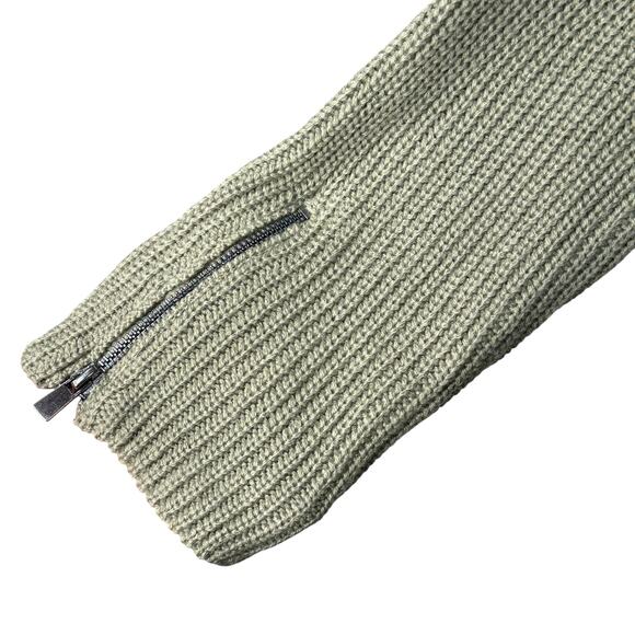 Bar III X-Large Sweater Mock V-Neck Cutout Side Slits Long Sleeve Zip Cuff Olive - Picture 3 of 8